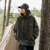 Unisex Jacket Mechanical Style Shell Jacket Workwear with Pocket Hooded Jacket